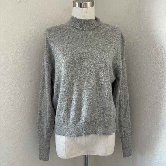 Everlane Sweaters - Everlane Mock Neck Cashmere Sweater Ribbed Long Sleeve Lightweight Heather Grey